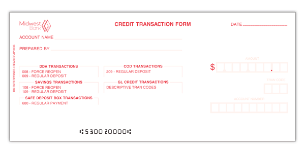MBDBT-CRT Credit/Debit Transaction Forms-1 Part (2 sided)