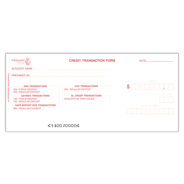 MBDBT-CRT Credit/Debit Transaction Forms-1 Part (2 sided)