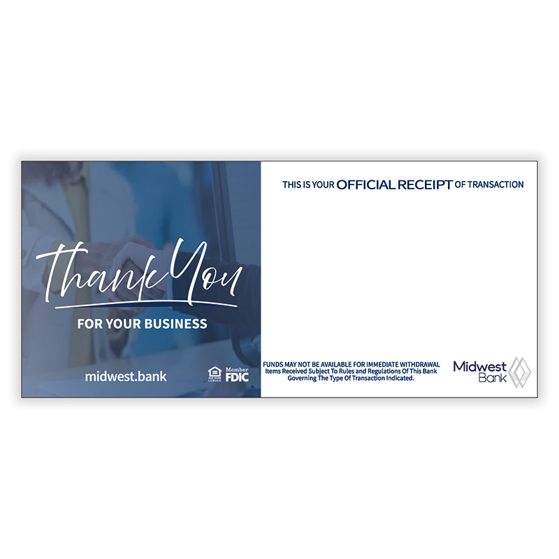 MBRCPTTLRC Teller Receipts-Machine Validate 5 Versions-assorted per box