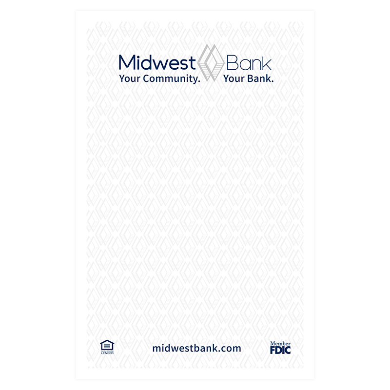 MBKMPNT Memo Pads 5 1/2 x 8 1/2 w/Bank Copy No Towns