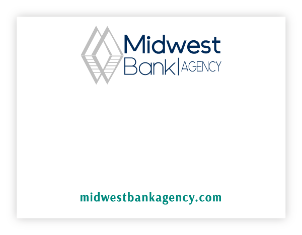 MBKNTPOSTA 4" x 3" Post It Notes with Midwest Bank Agency Copy