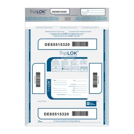 585040 12" x 16" Clear Tamper Evident TripLOK Currency Bag