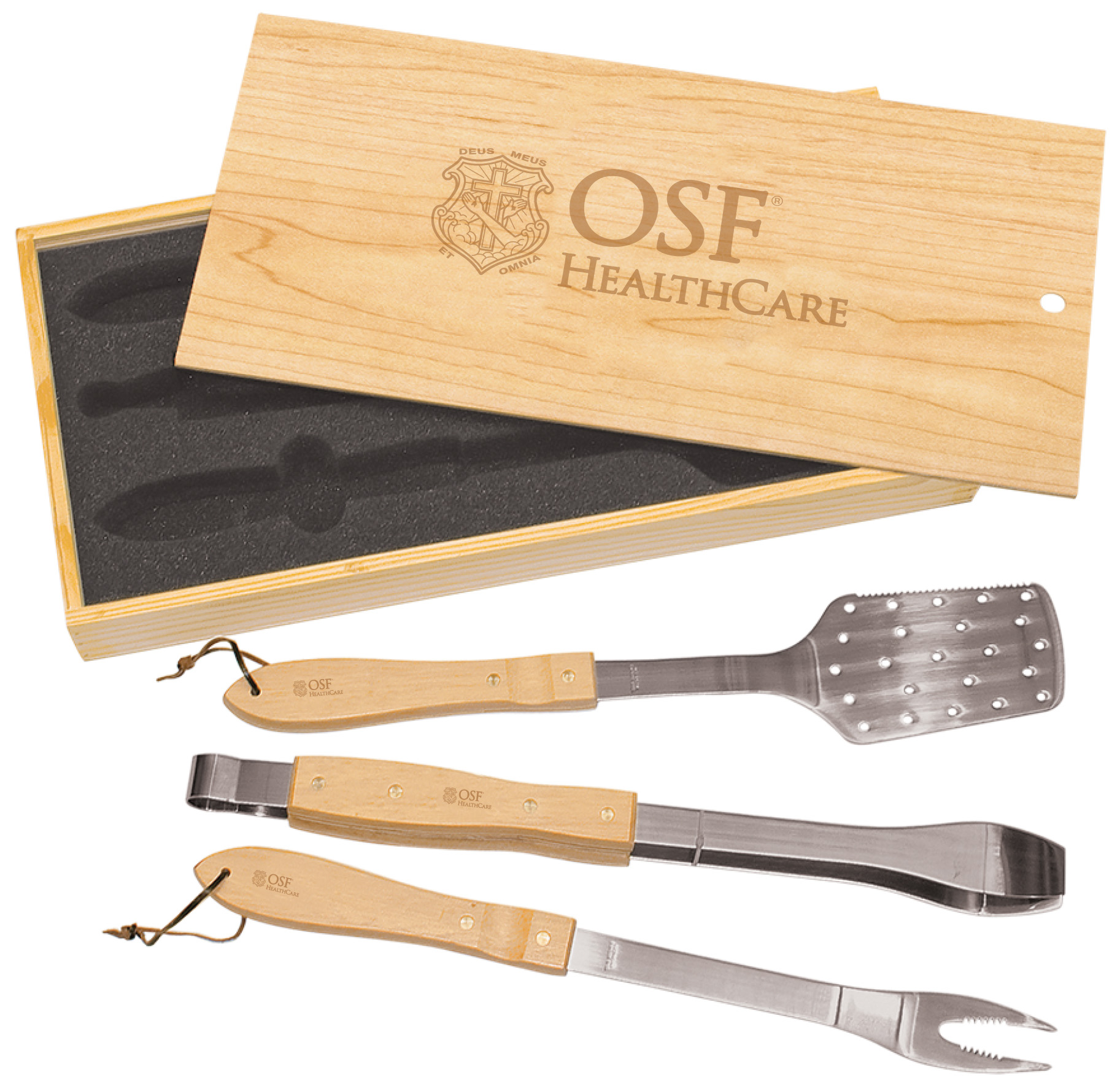 3-Piece BBQ Set in Wooden Box