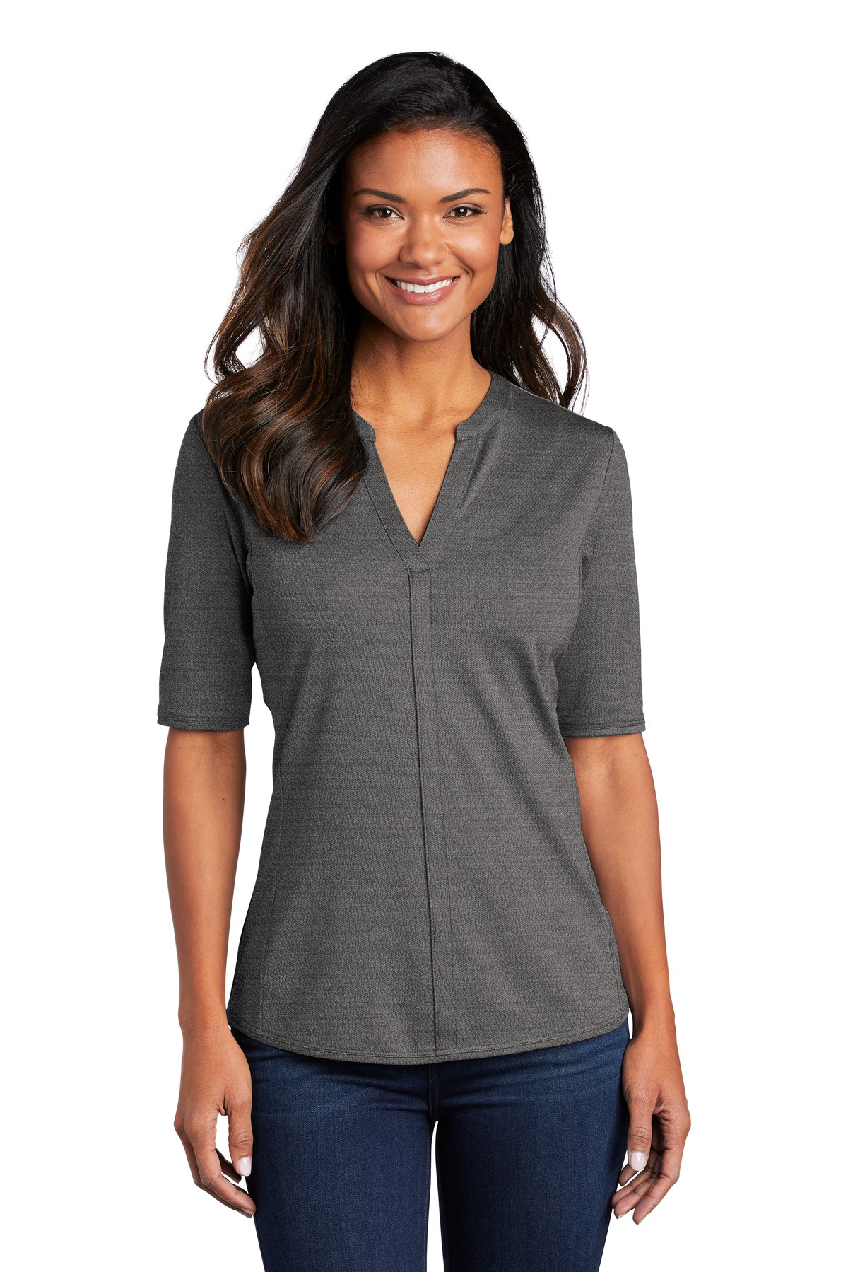 Port Authority  Ladies Stretch Heather Open Neck Top  LK583. Price Starting at $31
