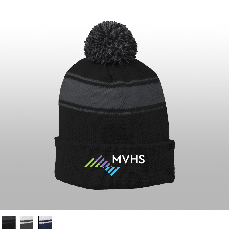 Sport-Tek® Stripe Pom Pom Beanie