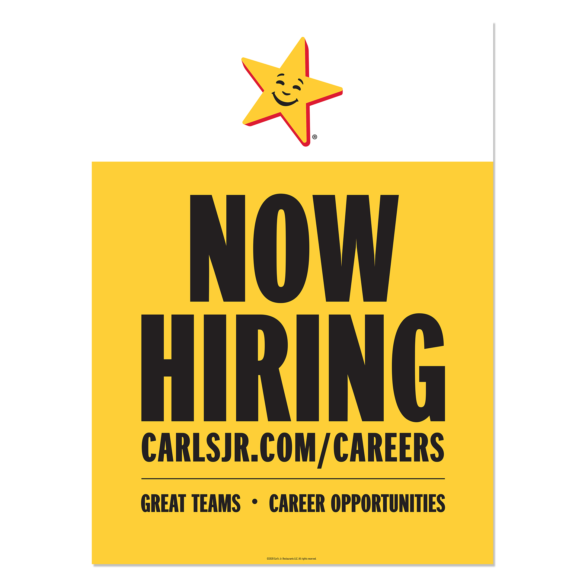 Carl's Jr Now Hiring Large Window Cling