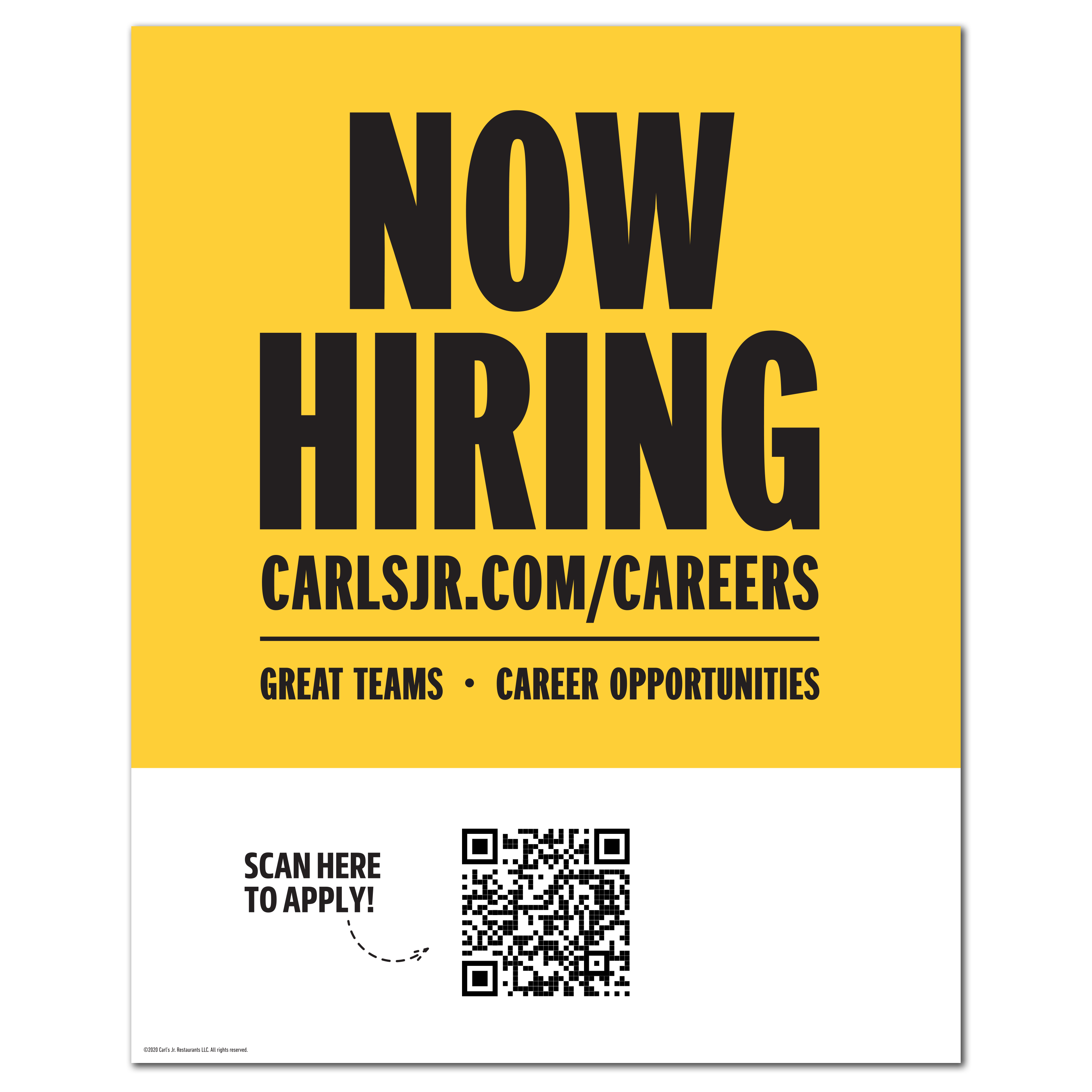 Carl's Jr Now Hiring Small Window Cling
