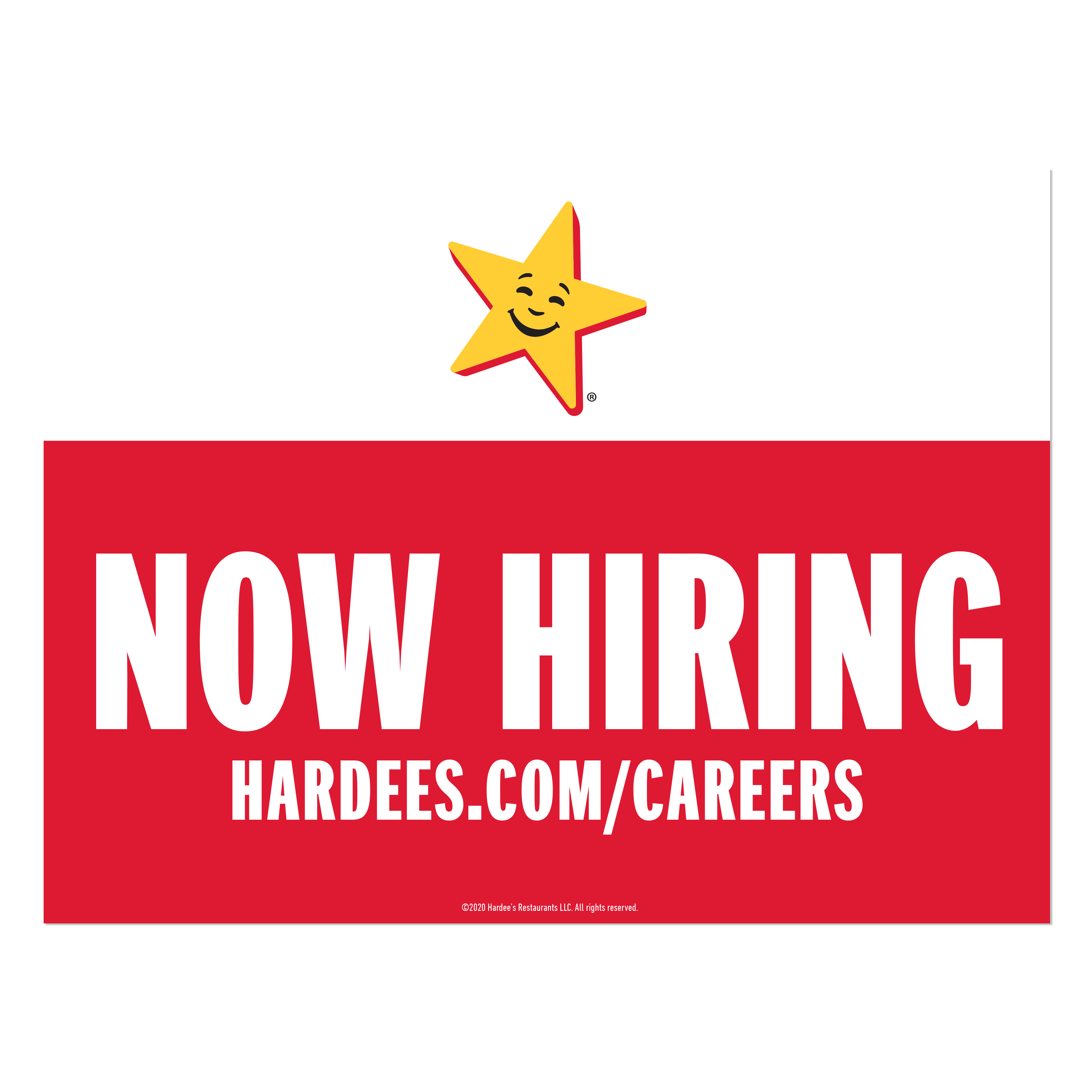 Hardee's Now Hiring Spike Sign
