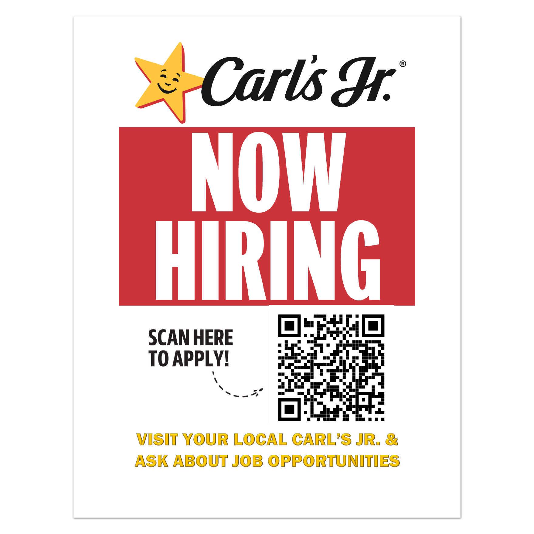 Carl's Jr Now Hiring Flyer