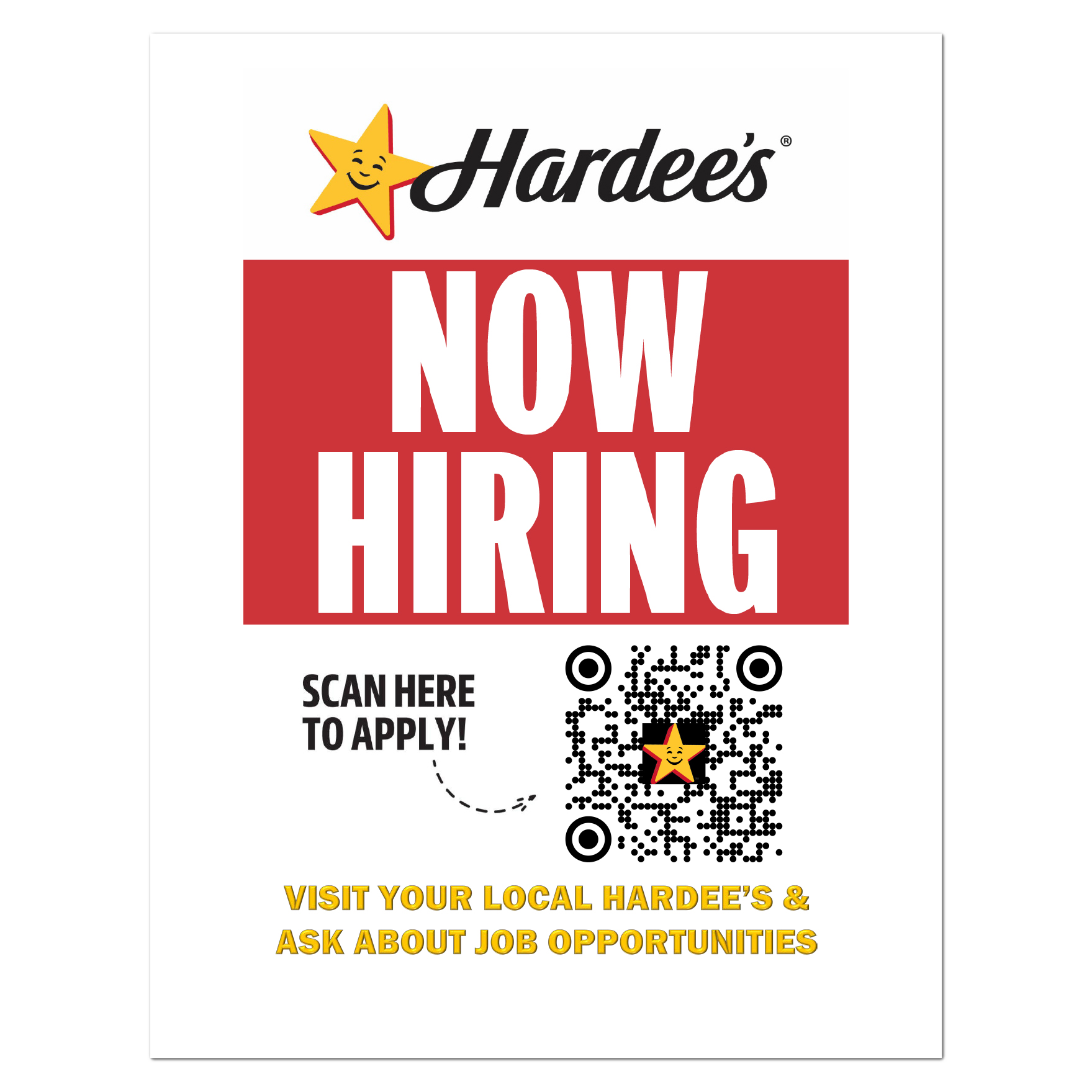 Hardee's Now Hiring Flyer