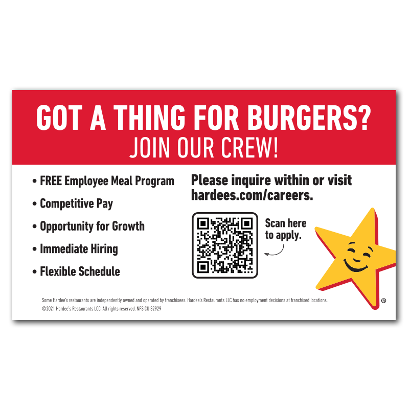 Hardee's Referral Card 5 x 3