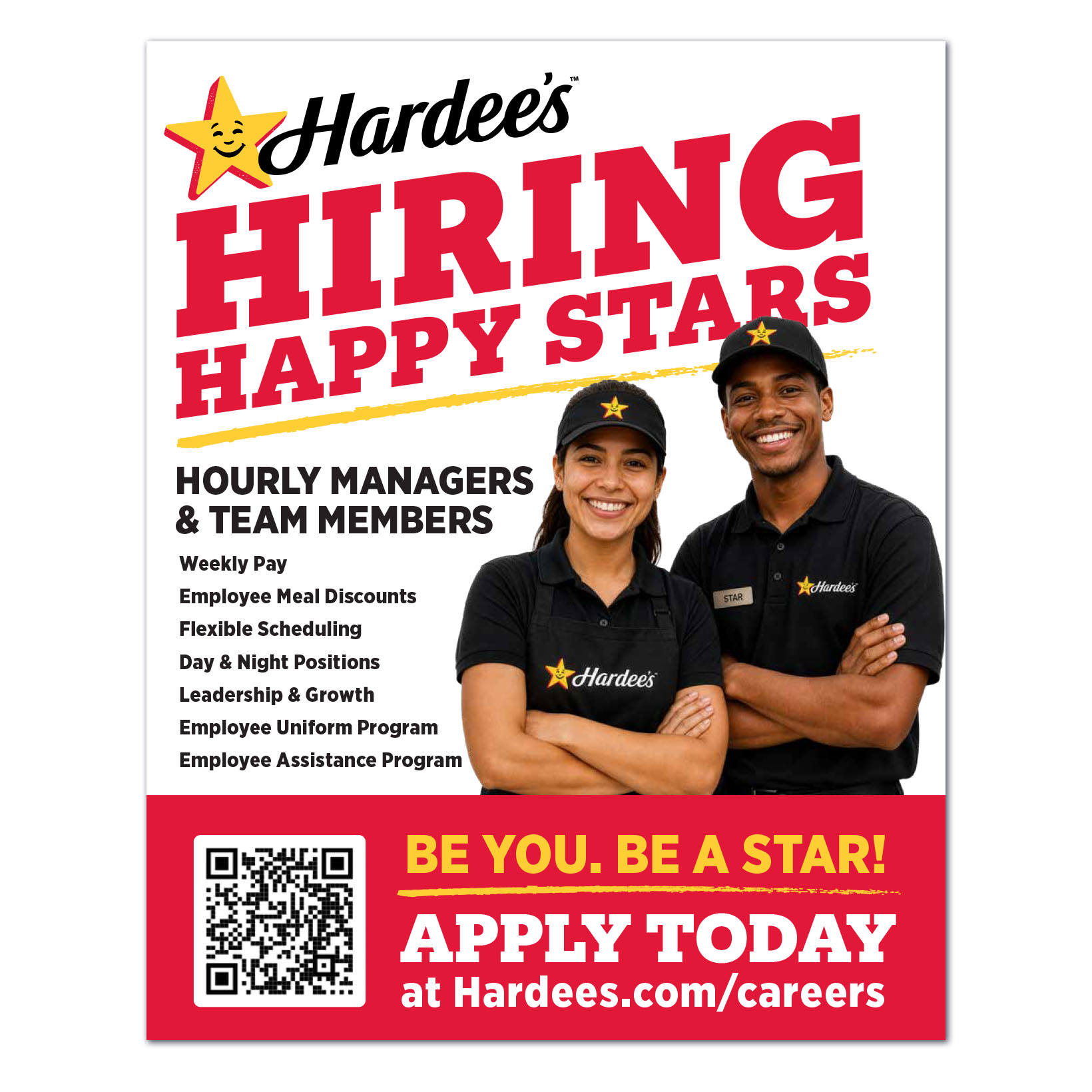 Hardee's Recruitment Window Cling 1 Small 8" x 10"