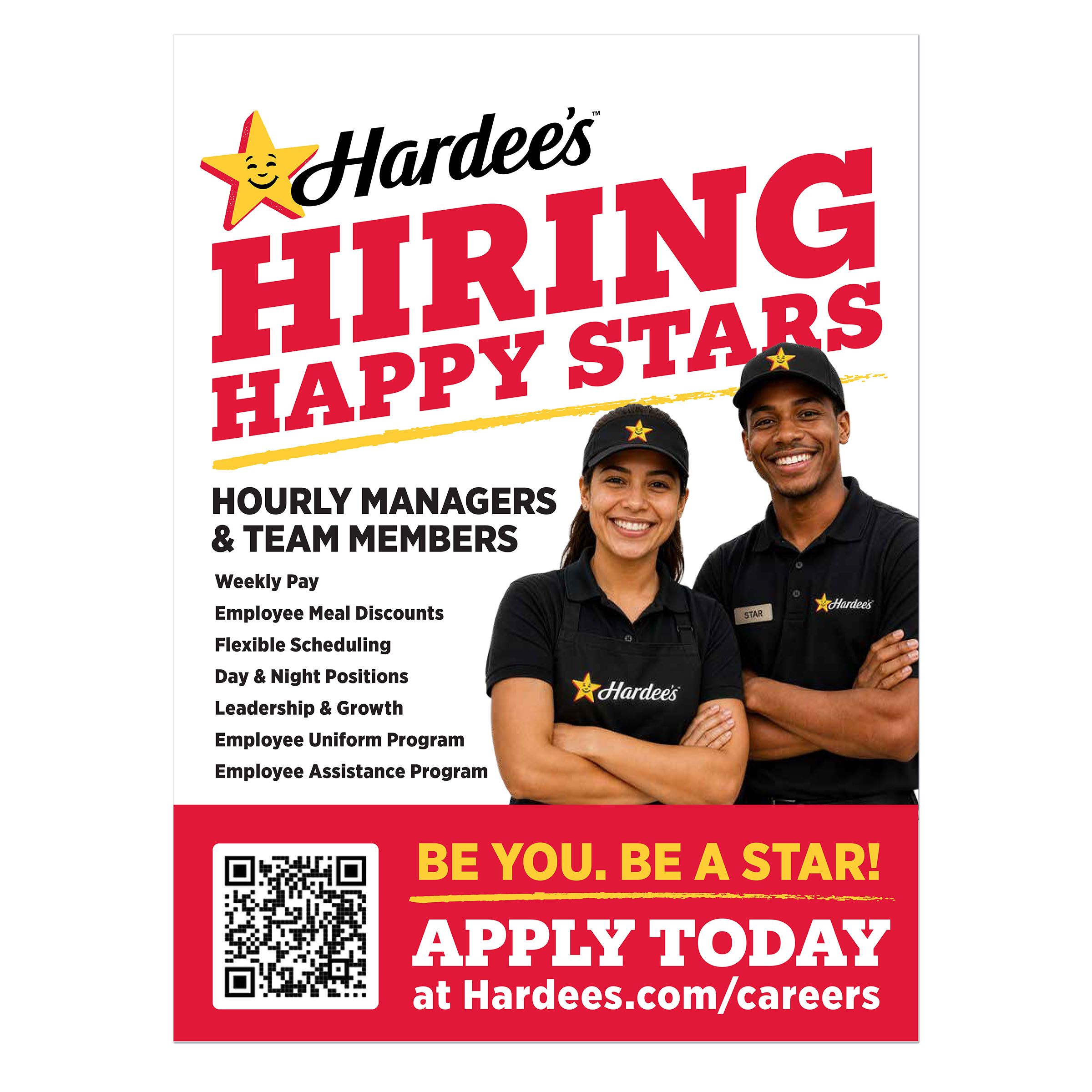 Hardee's Recruitment Window Cling 1 Large 34" x 46"