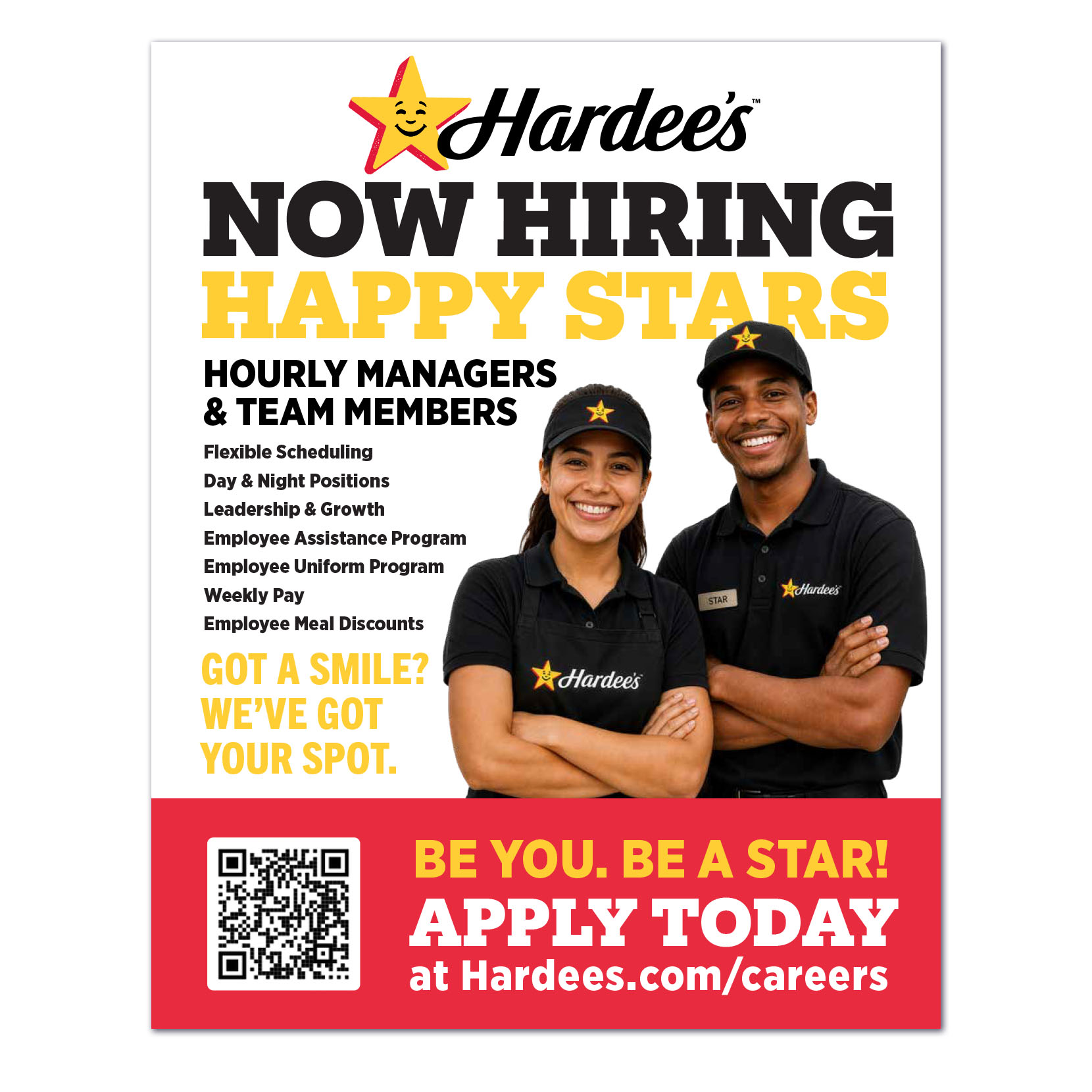 Hardee's Recruitment Window Cling 2 Small 8" x 10"
