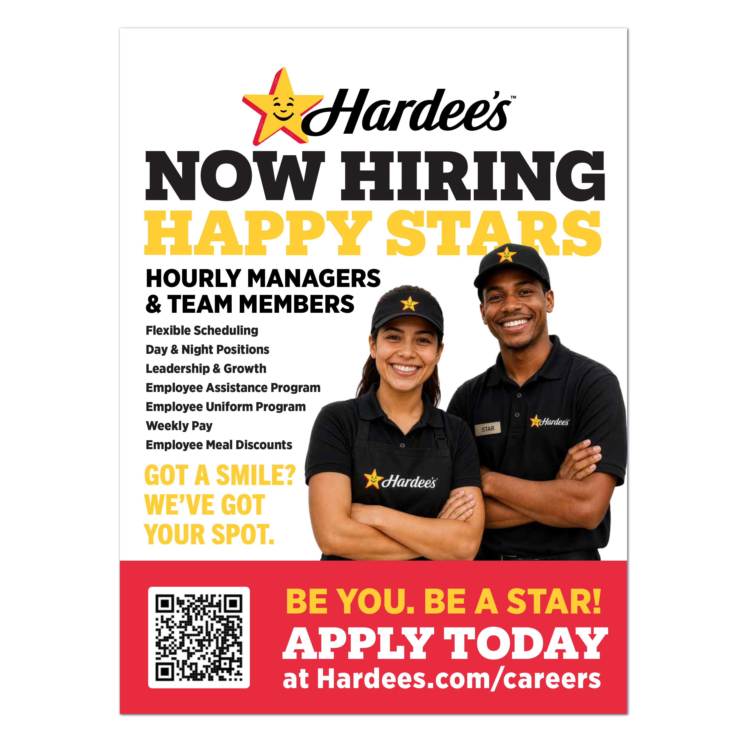 Hardee's Recruitment Window Cling 2 Large 34" x 46"