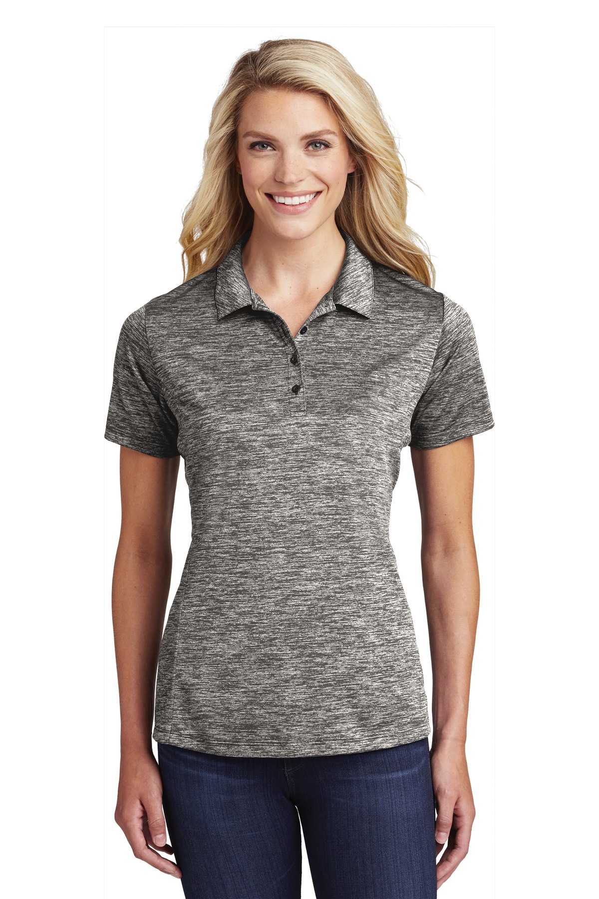 Sport-Tek  Ladies PosiCharge  Electric Heather Polo. LST590, Starting at $31