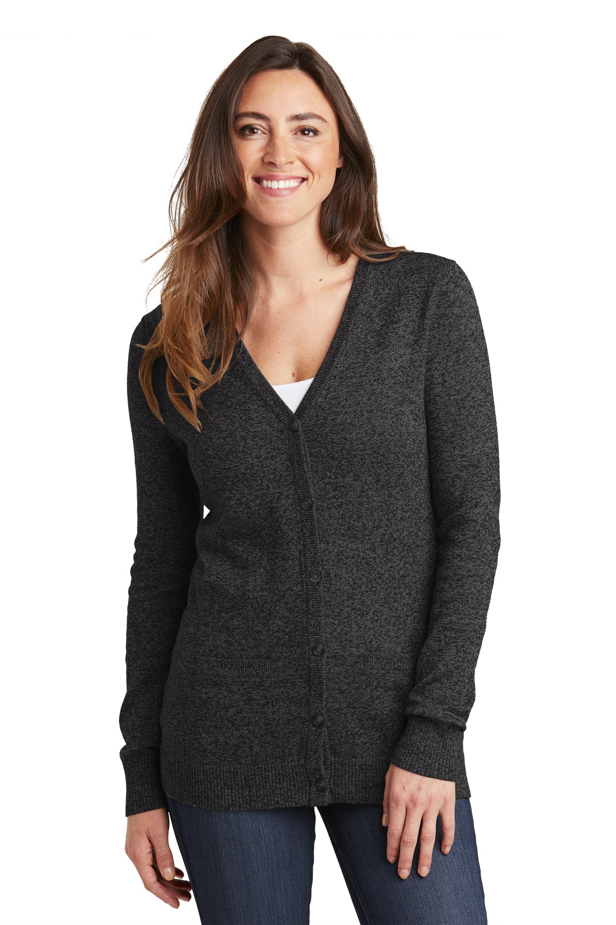 Port Authority  Ladies Marled Cardigan Sweater. LSW415, Starting at $58