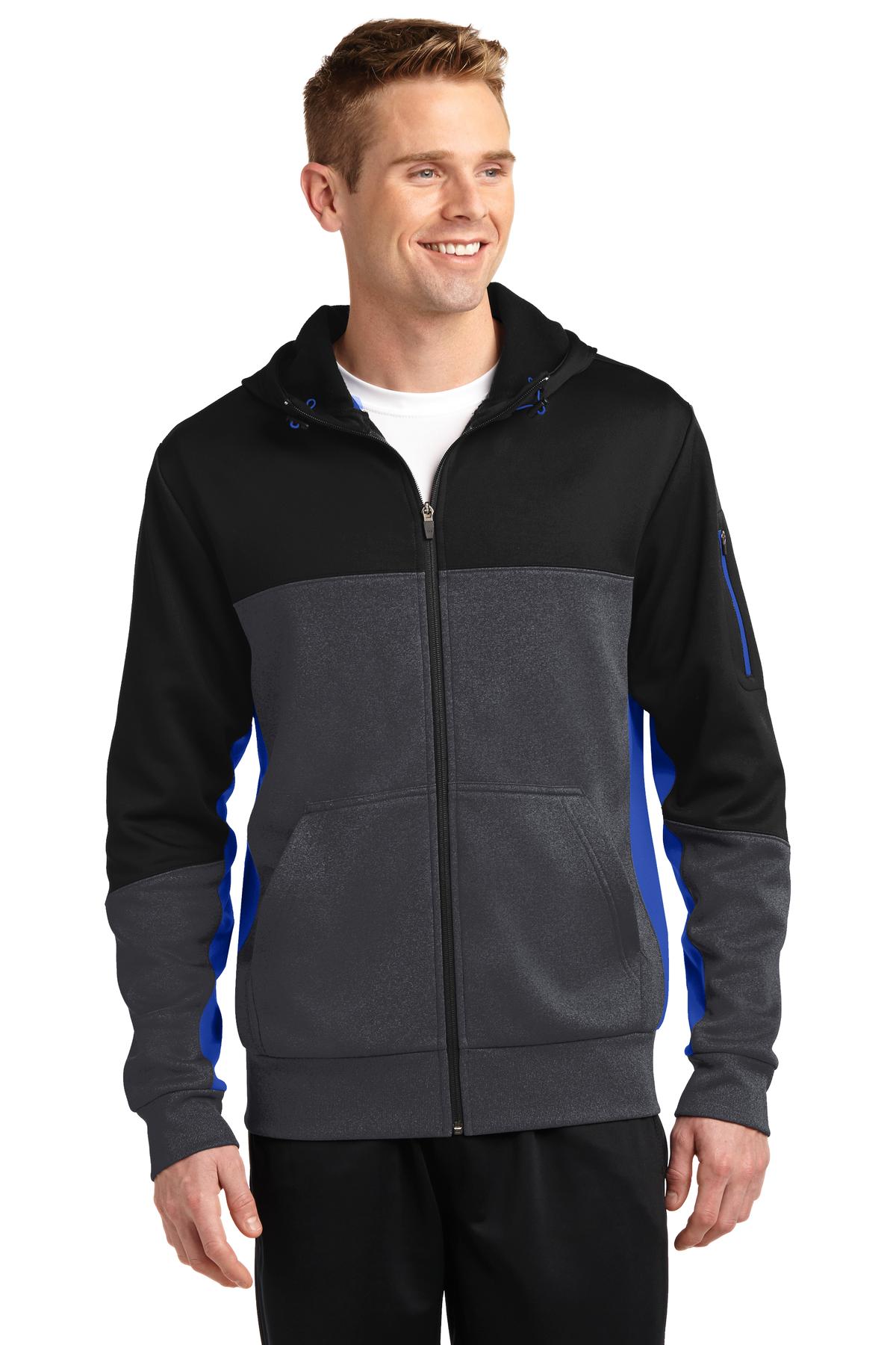 Sport-Tek Tech Fleece Colorblock Full-Zip Hooded Jacket. ST245, Starting at $52