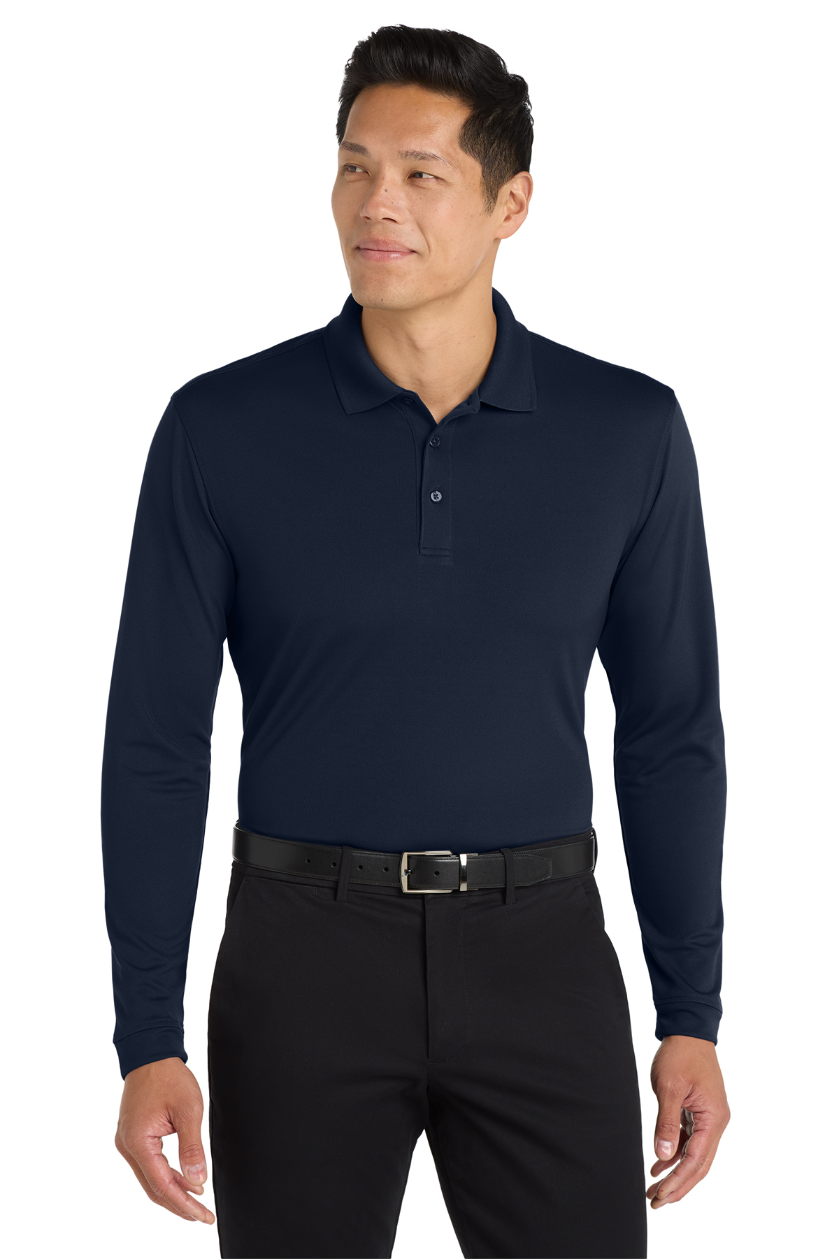 Men's Moisture-Wicking Micro Mesh Long Sleeve Polo