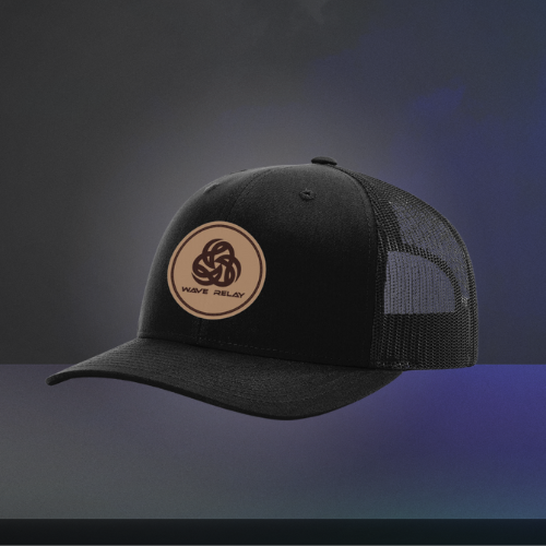 Wave Relay Richardson 112 Leather Patch Cap, Black - 