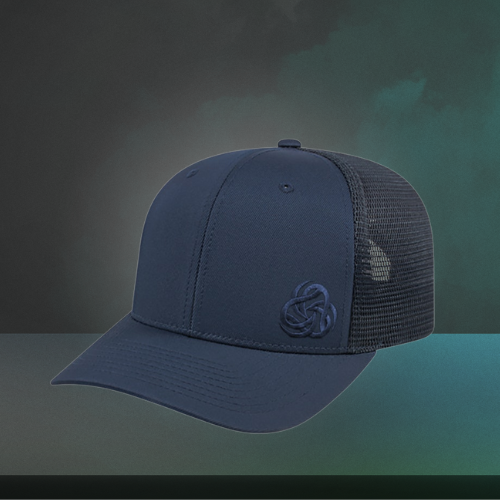 Wave Logo Flexfit 110 Trucker Mesh Back Cap, Navy - 