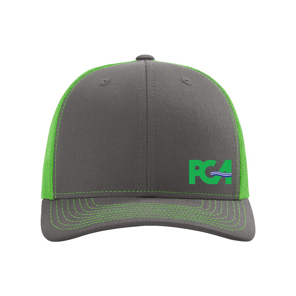 PGA Trucker Cap-Charcoal/Neon Green