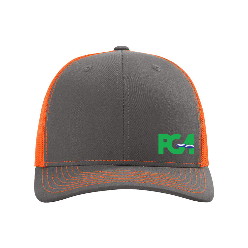 PGA Trucker Cap-Charcoal/Neon Orange