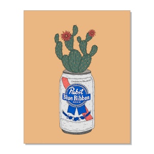 Pabst Blue Ribbon Cactus Art Print