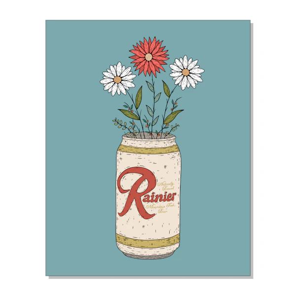 Rainier Beer Flowers Art Print