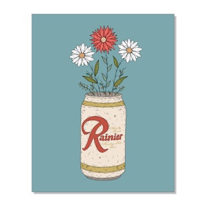 Rainier Beer Flowers Art Print
