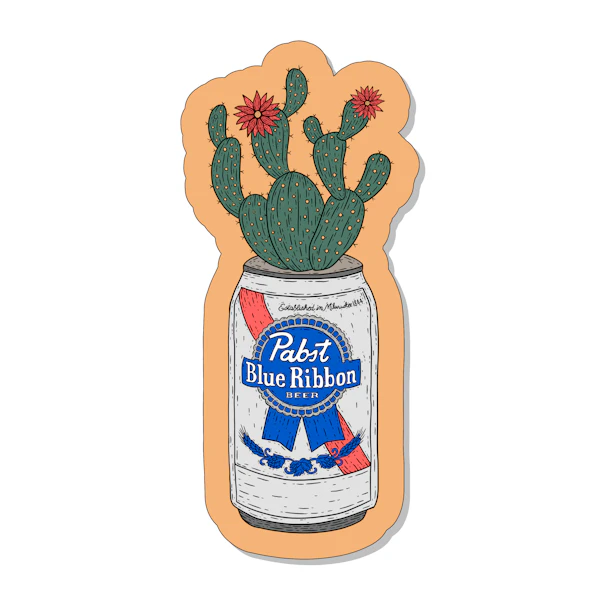 Pabst Blue Ribbon Cactus Sticker