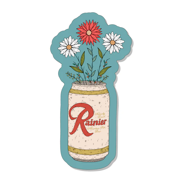 Rainier Beer Flowers Sticker
