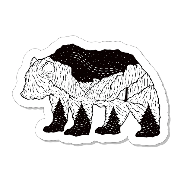 Black & White Bear Sticker