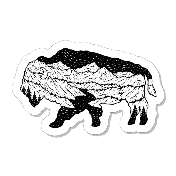 Black & White Bison Sticker