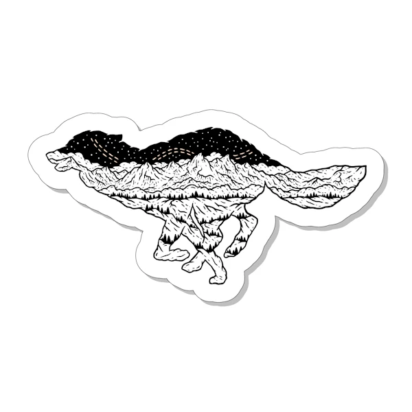 Black & White Grand Teton Coyote Sticker
