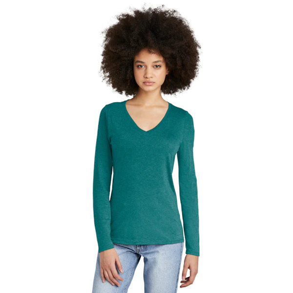 District Women's Perfect Tri Long Sleeve V-Neck Tee DT135, Starting at $25