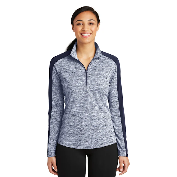 Sport-Tek Ladies PosiCharge Electric Heather Colorblock 1/4-Zip Pullover. LST397, Starting at $25