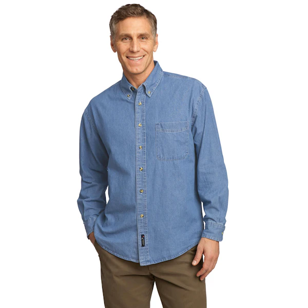 Port & Company - Long Sleeve Value Denim Shirt. SP10, Starting at $30