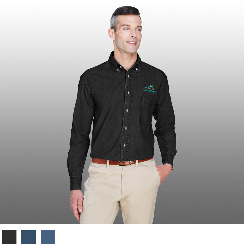 Harriton Men's 6.5 oz. Long-Sleeve Denim Shirt