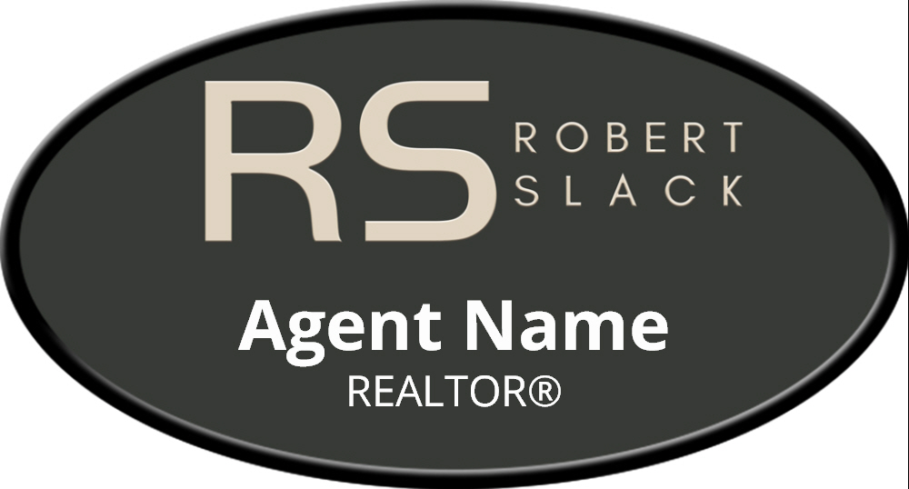 NAME BADGES OVAL BLACK BACKGROUND : RS-NB02