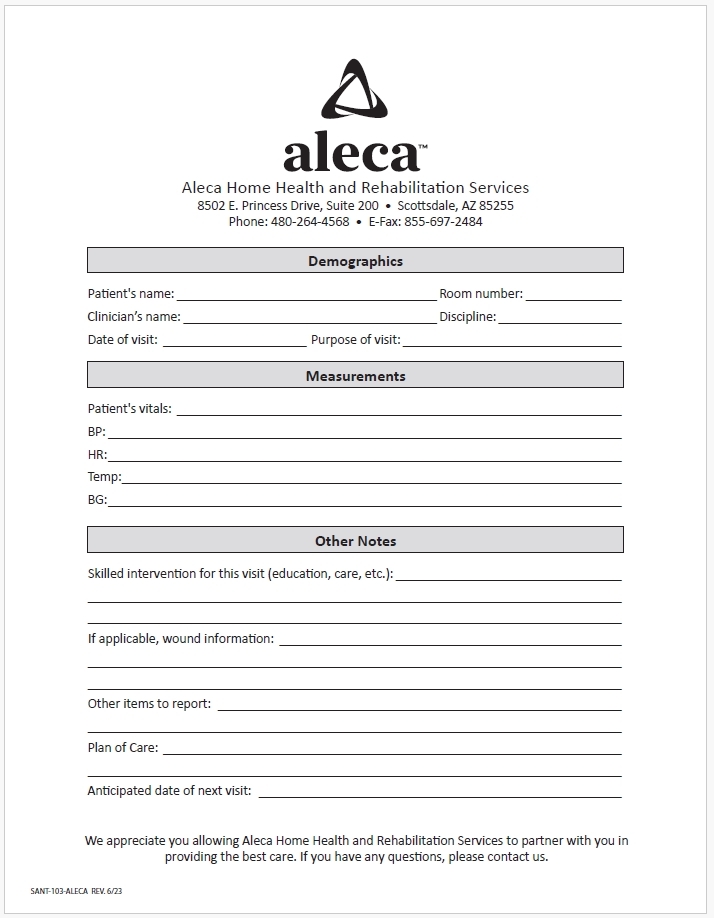 Form - Demographics Form for Aleca