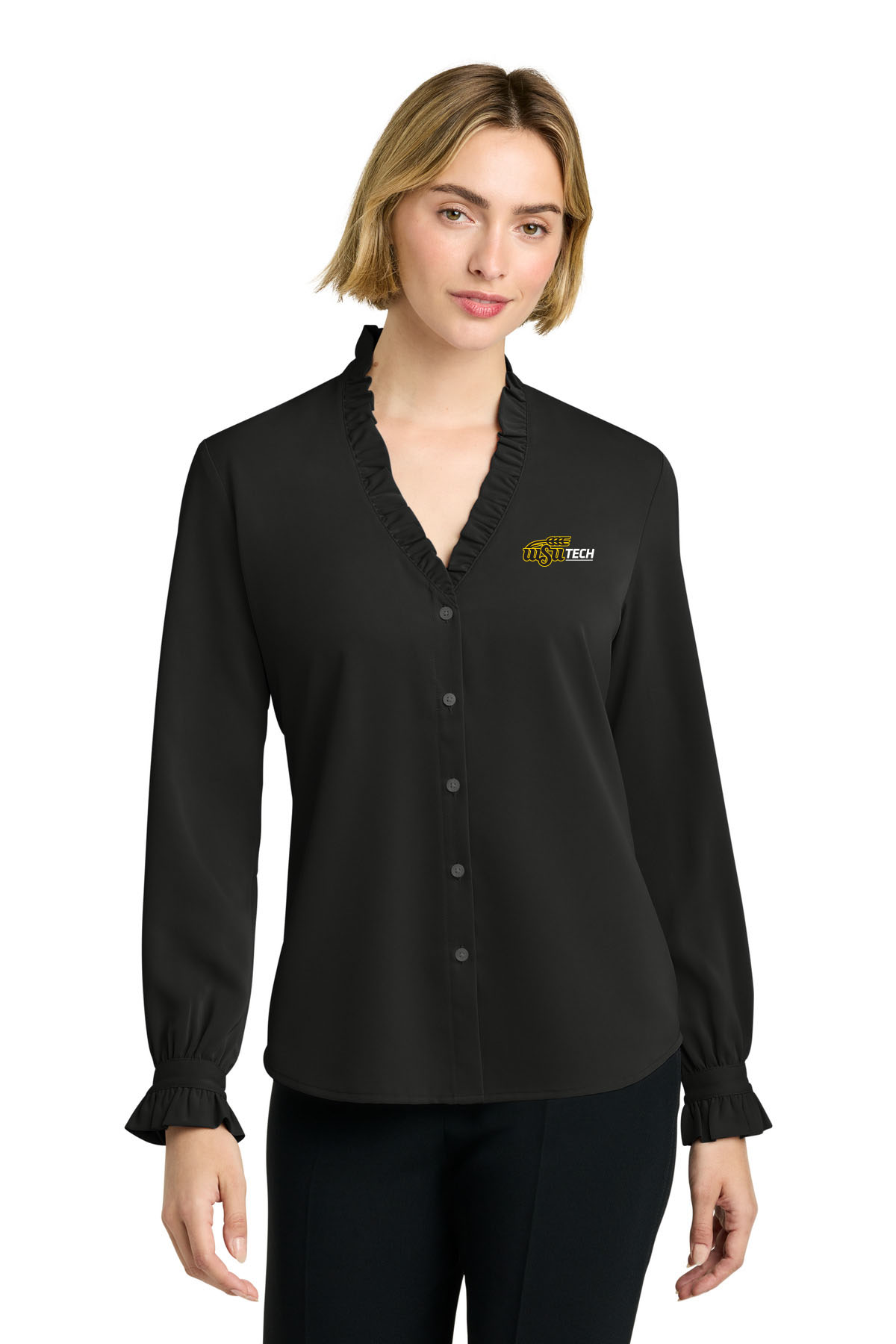 Brooks Brothers Women's Long Sleeve Ruffle Collar Blouse BB18011
