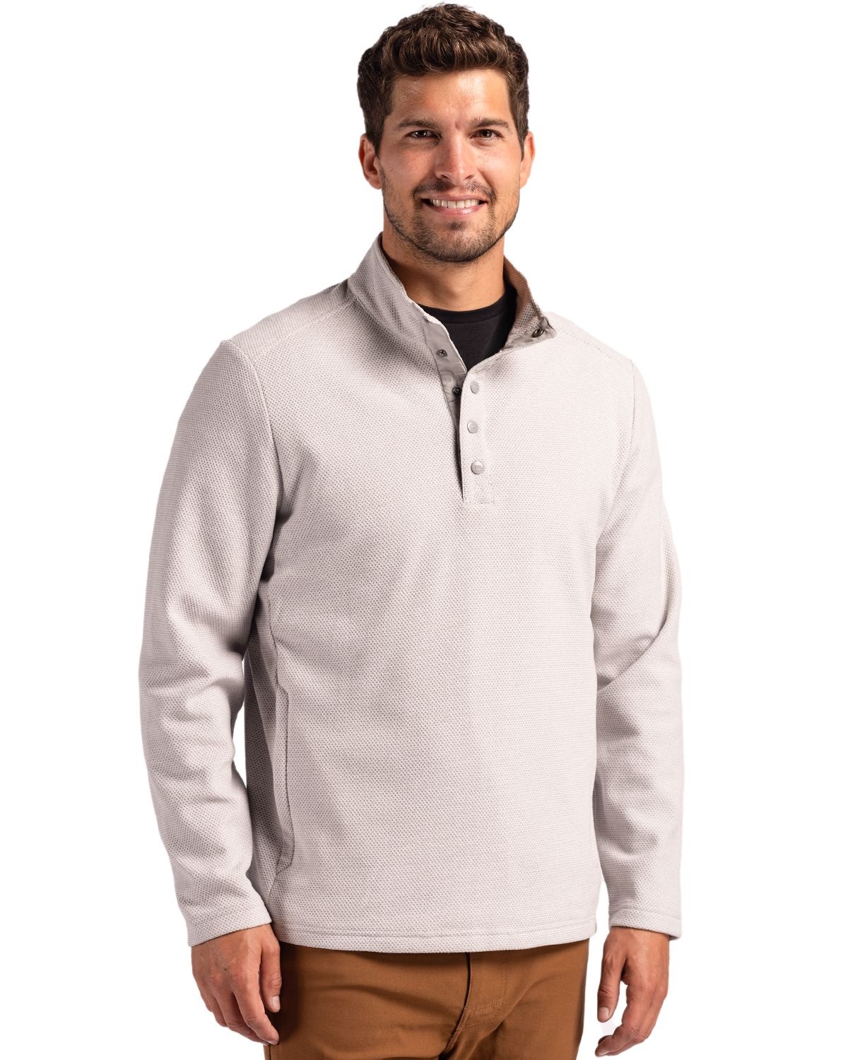 Cutter & Buck Hunts Point Eco Textured Fleece Recycled Mens Snap Pullover