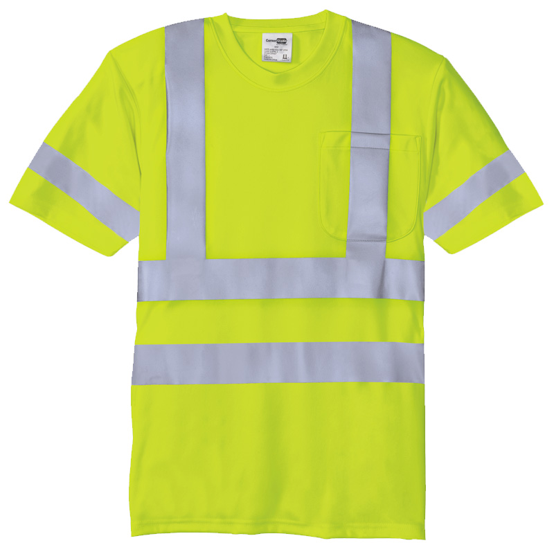 Cornerstone - Class 3 - Short  Sleeve Snag-Resistant Reflective T-Shirt - Yellow/Silver