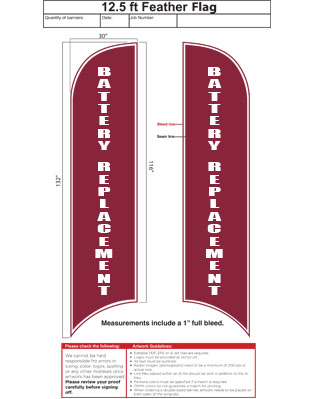 Battery Replacement Feather Flag