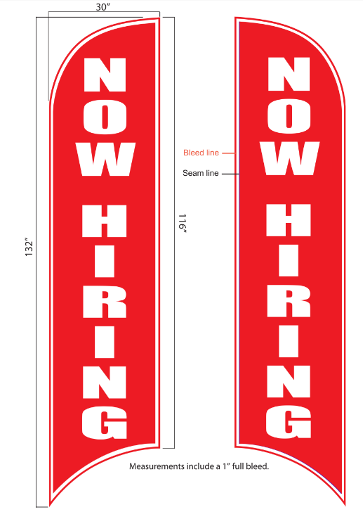 Now Hiring Feather Flag