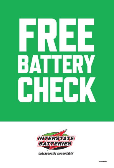 Interstate Free Battery Check A-Frame Sign