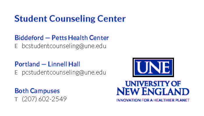 STUDENT COUNSELING CENTER BUSINESS CARD