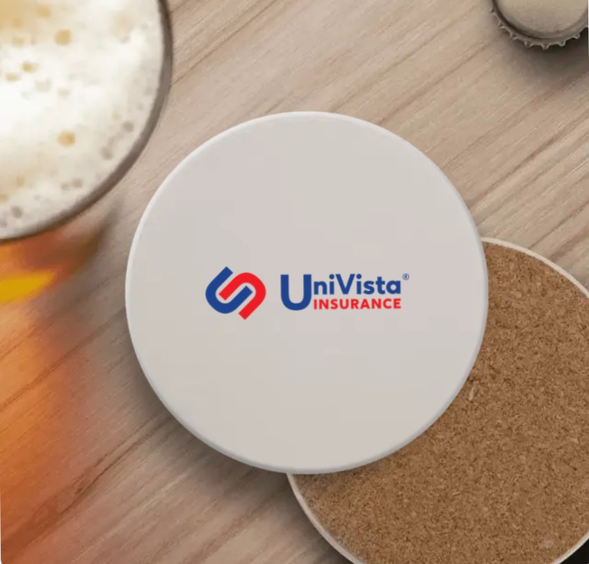 Round Ceramic Coaster with Cork Base