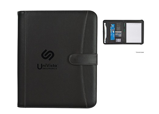 Pebble Grain Zippered Portfolio With Calculator